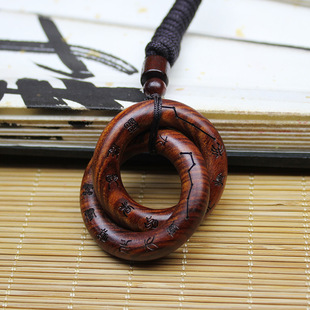 雷击枣木十字天经九字真言迷你圈阴阳环吊坠随身手把车挂件精雕