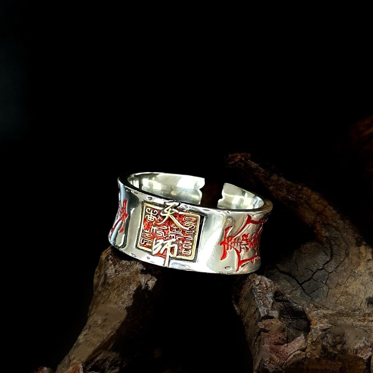 S925纯银天师戒指复古能量个性设计感道系饰品原创男女款活口指环