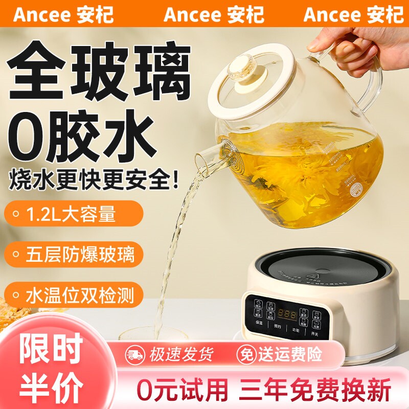 【0胶水】养生壶纯玻璃2026新款炖煮一体全玻璃多功能花茶煮茶壶