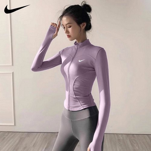Nike耐克瑜伽服外套女薄款速干透气跑步立领户外骑行健身运动上衣