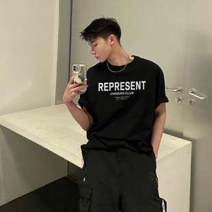 TEAM247 X REPRESENT小众潮牌字母印花美式上衣短袖T恤男装情侣款