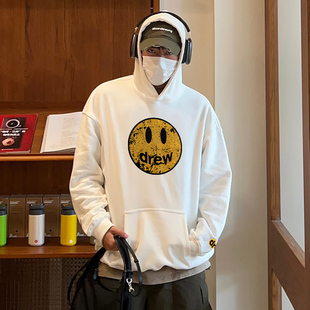 重磅连帽卫衣男春秋宽松男生情侣装 drew bee破坏笑脸小众设计美式