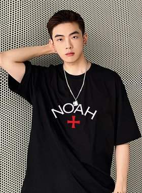 NOAH CITY短袖t恤男2025夏季美式宽松半袖纯棉潮牌十字架衣服上衣