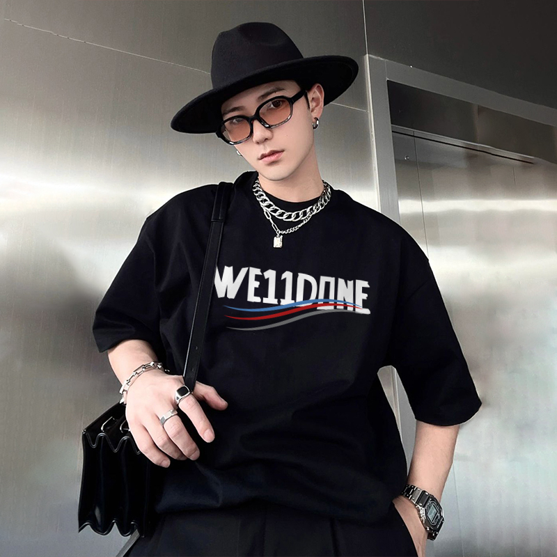 WE11DONE KONNE美式街头短袖T恤男休闲宽松重磅纯棉情侣半袖上衣