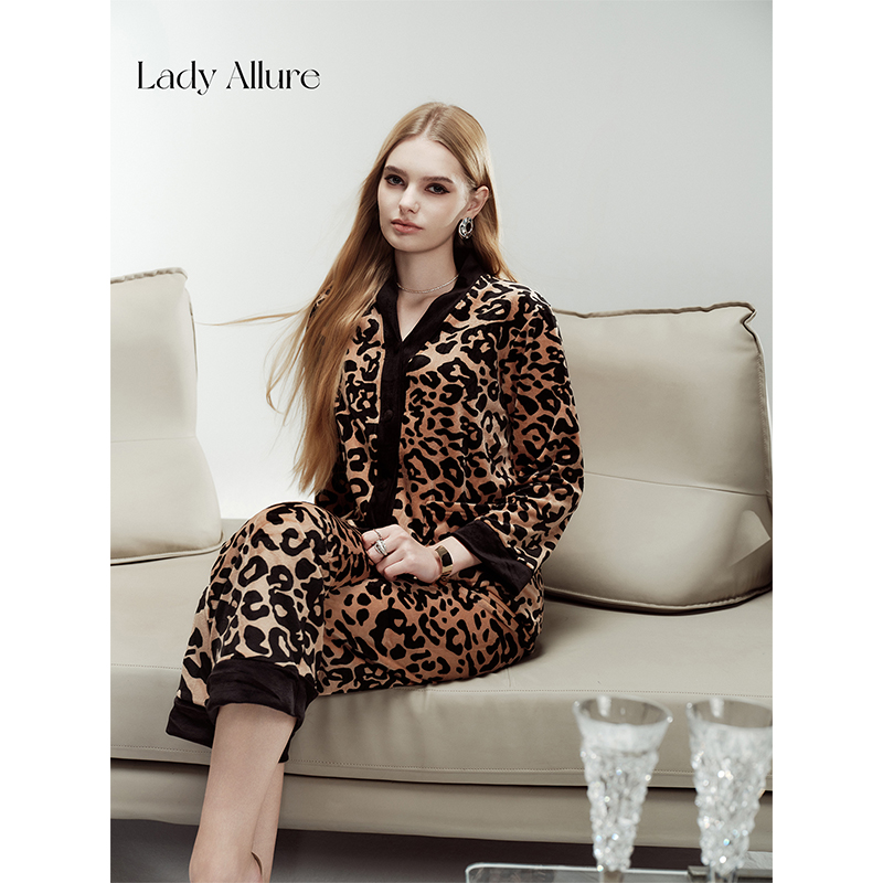 「LA」Persia·原始讯号丨静感系列*冬季豹纹印花加厚海岛绒睡衣