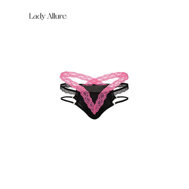 「LA」撞色俏辣*辣妹性感交叉纯欲蕾丝边绑带欧美玫红色三角内裤,女士内衣/男士内衣/家居服,女三角裤,淘宝优惠券,粉丝福利购,淘宝优惠卷