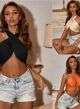 Backless Cross Wrapped Sexy Slim TankTop露背交叉性感修身背心