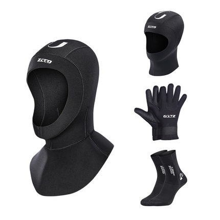 ZCCO保暖潜水头套男女式3MM浮潜冲浪防晒潜水手套泳帽冬泳潜水袜