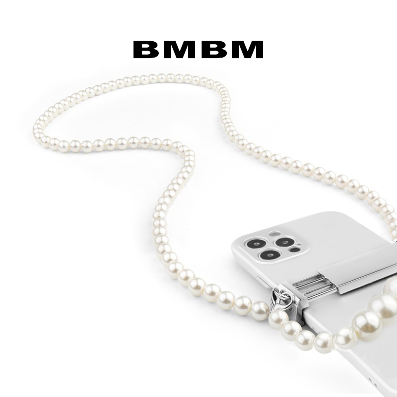 BMBM 安妮公主 斜挎手机链 珍珠串珠 金属手机夹斜挎手机背夹珍珠