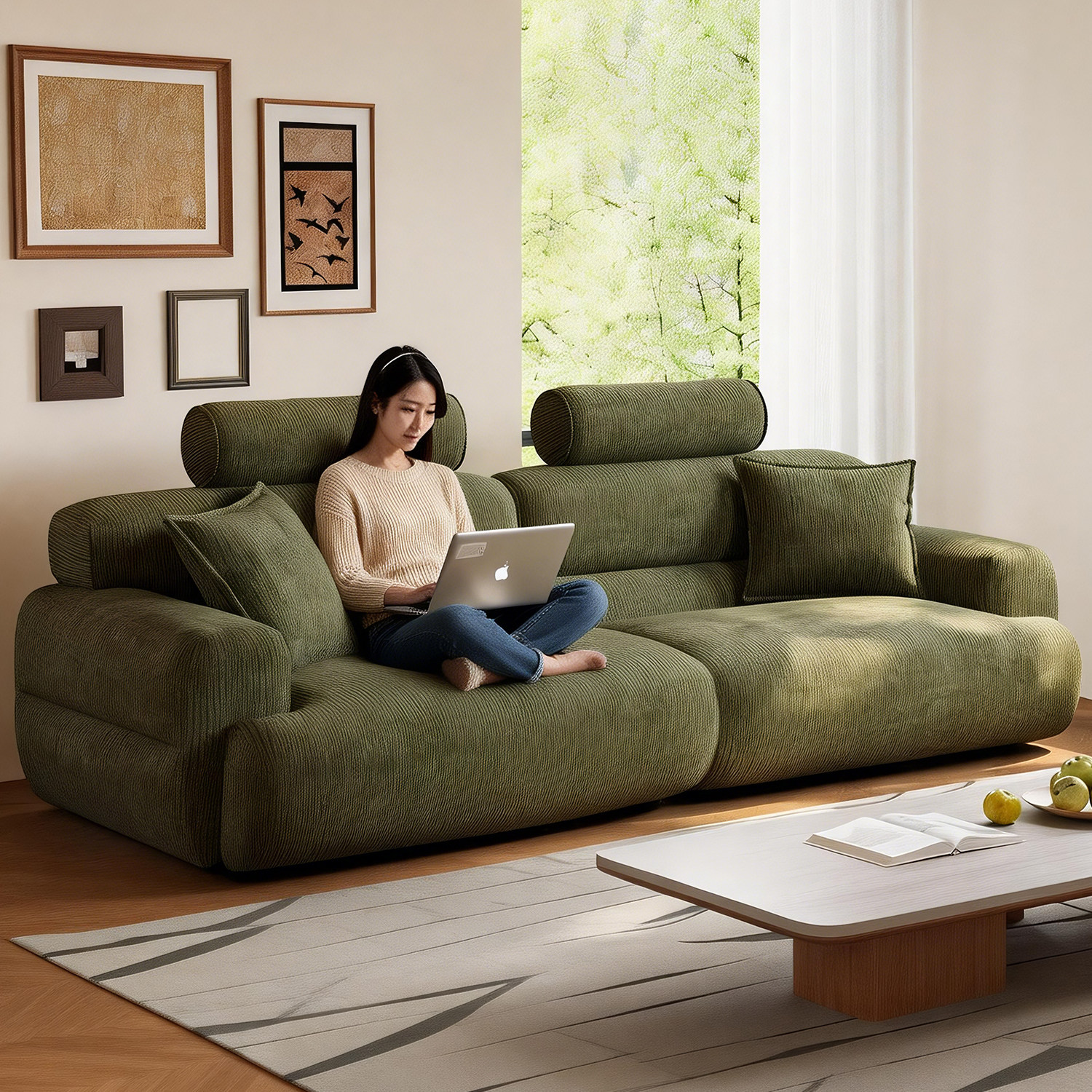 上进法式复古山谷可全拆洗雪尼尔Valley高头枕布艺沙发直排小户