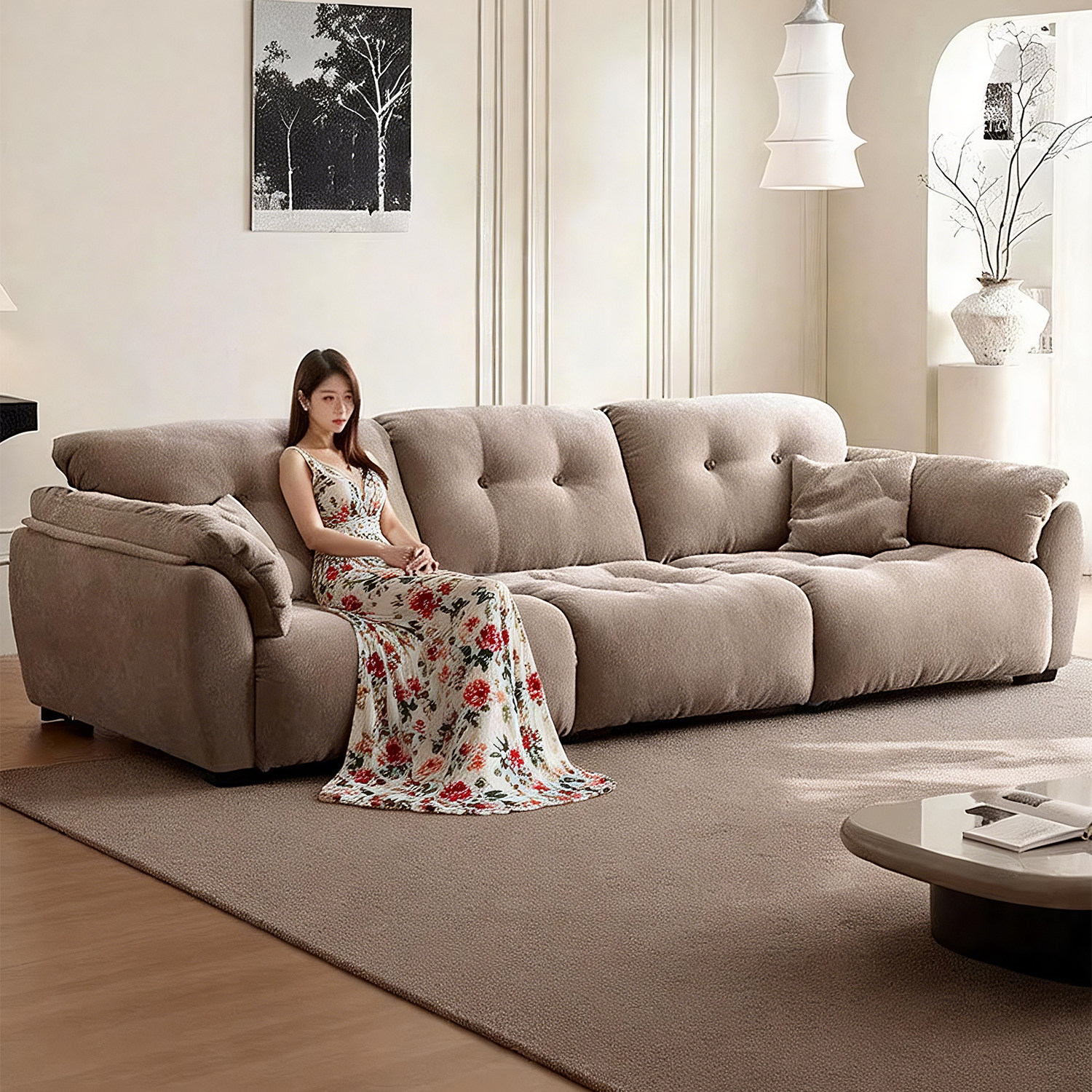 上进2026新款可移动高靠背可全拆洗超深坐宽雪尼尔绒云朵布艺沙发,住宅家具,布艺沙发,淘宝优惠券,粉丝福利购,淘宝优惠卷