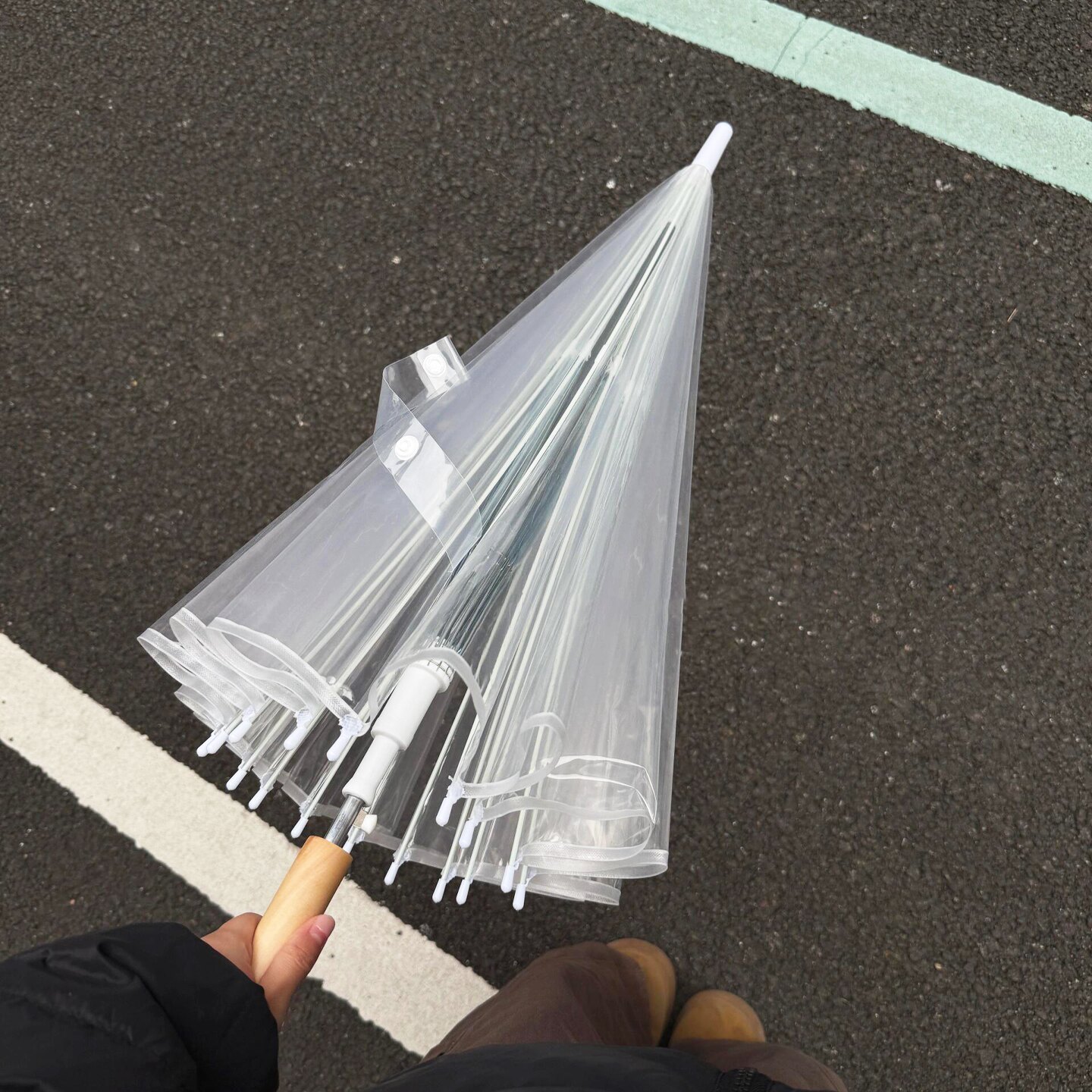 韩系ins风透明雨伞长柄自动情侣网红伞接边加固防风女弯钩双人伞