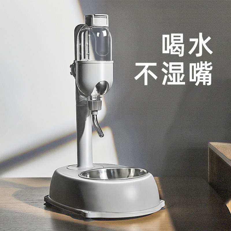 犬猫通用陶瓷饮水器 不锈钢自动喝水器 防湿嘴挂式宠物水壶