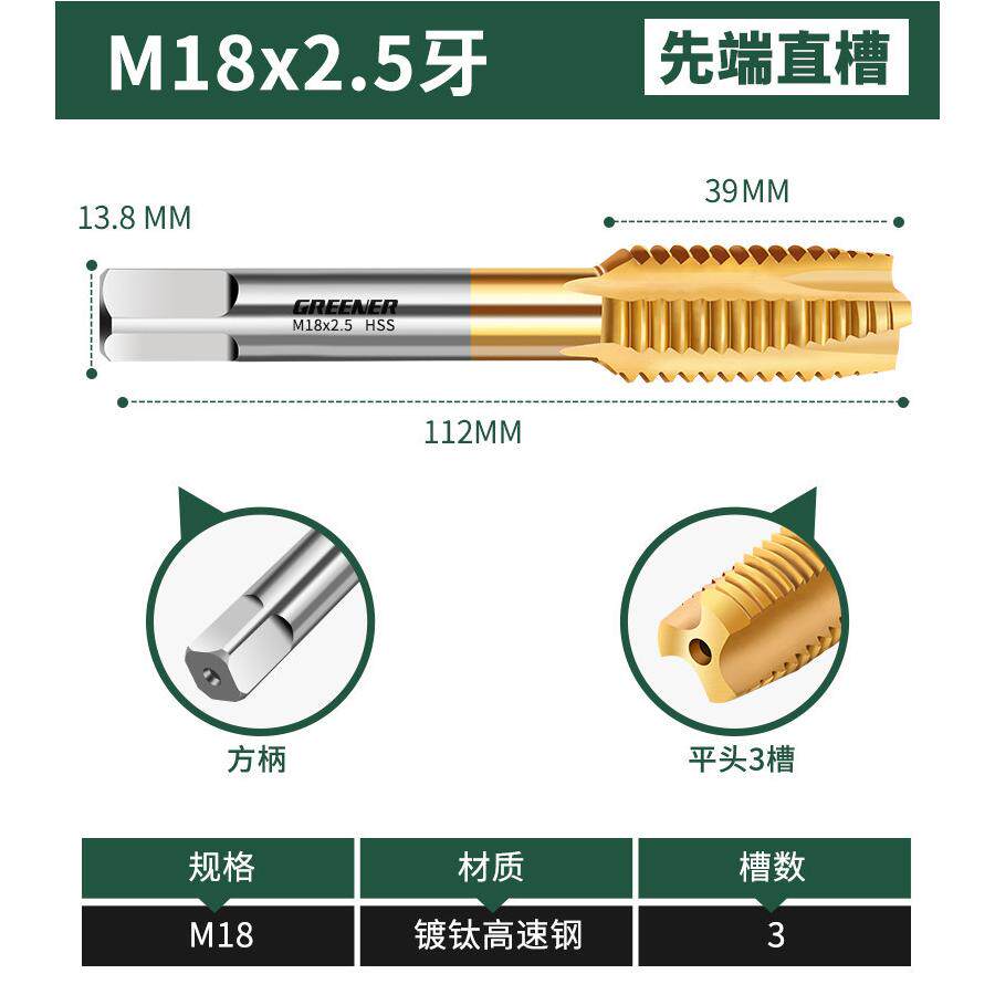 绿林机用丝锥不锈钢专用攻牙钻头