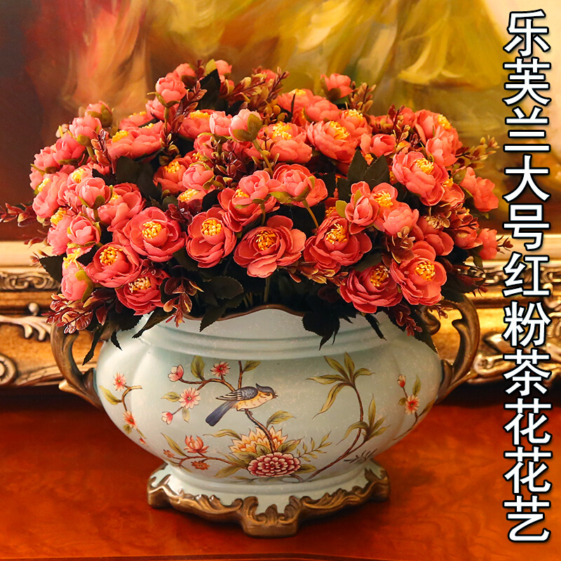 速发欧式装饰品陶瓷花盆复古花瓶餐桌摆件客厅插花花艺摆设工艺品
