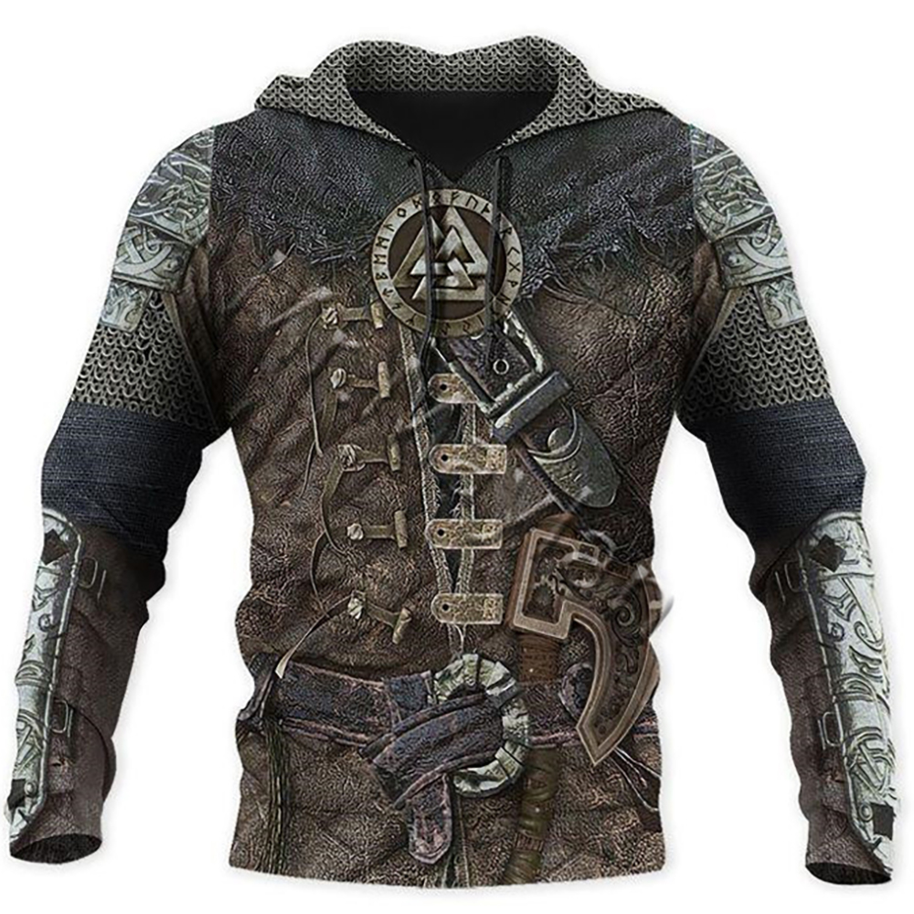 Viking Mythology 3D Printed Hoodie 维京神话3D打印长袖连帽衫