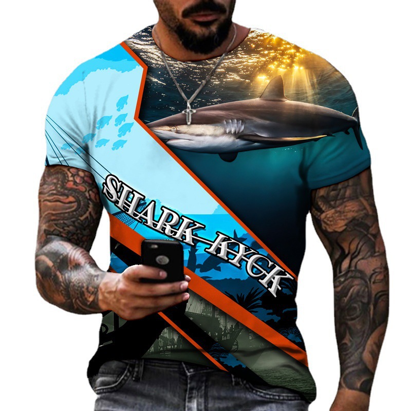 Jaws 3D Digital Print Short Sleeve2022大白鲨 3D 数码印花短袖 男装 T恤 原图主图