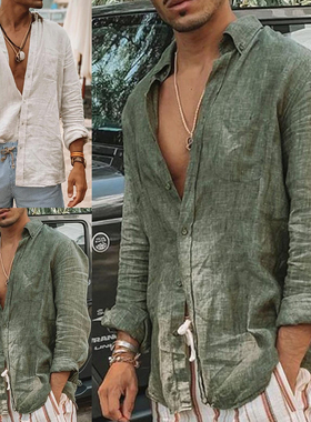 Men's Long Sleeve Lapel Button Down Shirt 长袖翻领纽扣衬衫