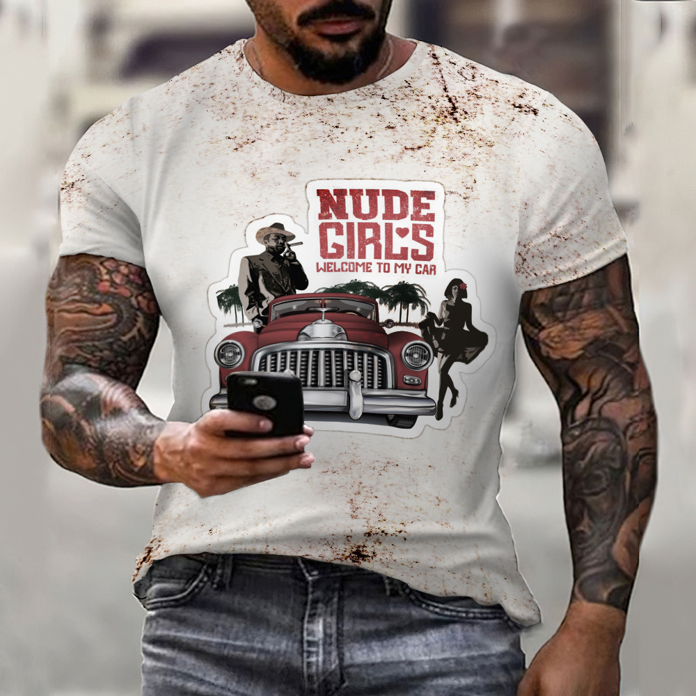 3ddigitally printed farm crew neck top3d数字打印农场圆领上衣