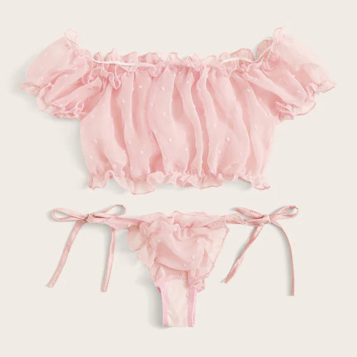 Solid Color Lace Sexy Bikini Lingerie Set纯色蕾丝性感比基尼