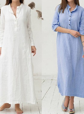 vintage long loose-waist shirt dress复古长款宽松腰衬衫连衣裙