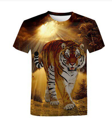 2022老虎3D打印圆领短袖