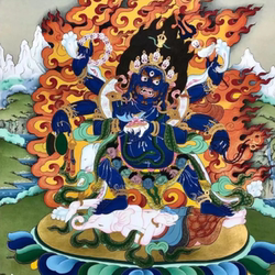 热贡唐卡六臂玛哈嘎拉 电子图片装饰喷绘临摹素材