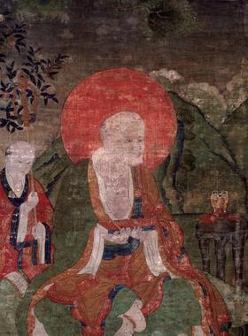 清 唐卡《罗汉Arhat (Buddhist Elder) - 16 Elders Gopaka》高清
