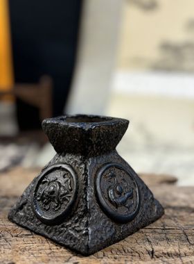 中式仿古中国风做旧工艺摆件个性家居装饰品四灵烛台复古烛台礼物