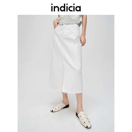 Indicia6B404QZ197C专柜正品标记女装通勤前开叉半身裙吊牌价489