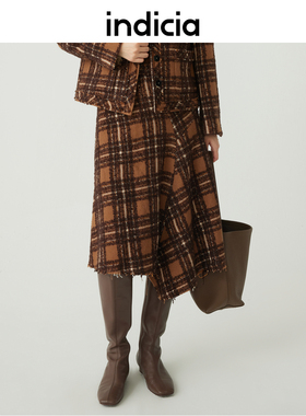 indicia5D311QZ608F专柜正品标记女装格纹半身裙A字型吊牌价689