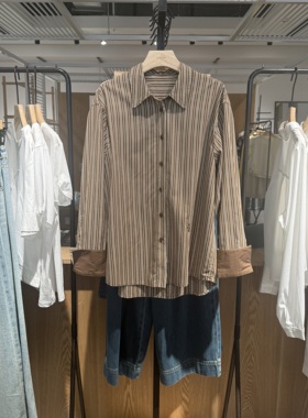 indiciaF2D4CS813N专柜正品标记女装条纹通勤拼接衬衫吊牌价599