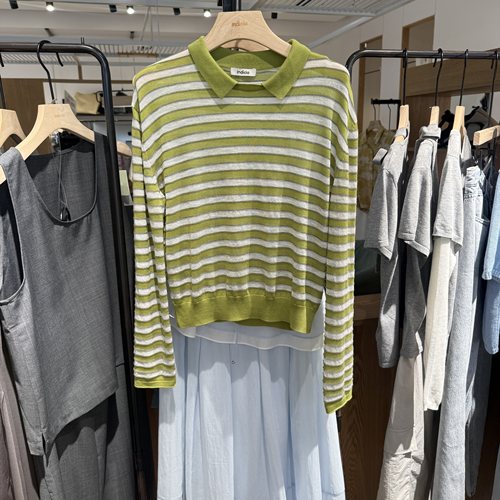 indiciaF2C5ZZ350N专柜正品标记女装条纹通勤针织polo衫吊牌价639