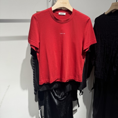 indiciaF2B5TX095F专柜正品标记女装显白红色亲肤基础t恤吊牌389