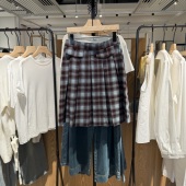 indiciaTHEL2C5QZ165专柜正品 标记女装 学院风咖格半身裙女吊牌689