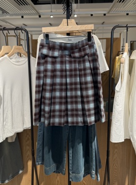 indiciaTHEL2C5QZ165专柜正品标记女装学院风咖格半身裙女吊牌689