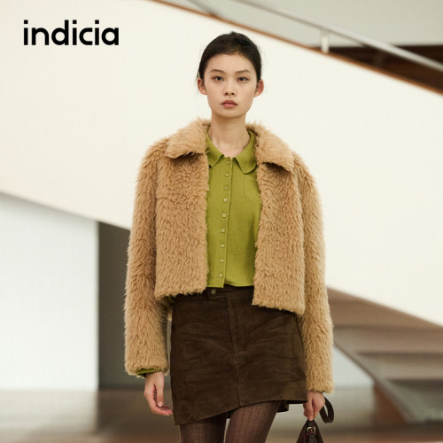 indiciaF2D5PC502F专柜正品标记女装皮草气质外套吊牌价1889