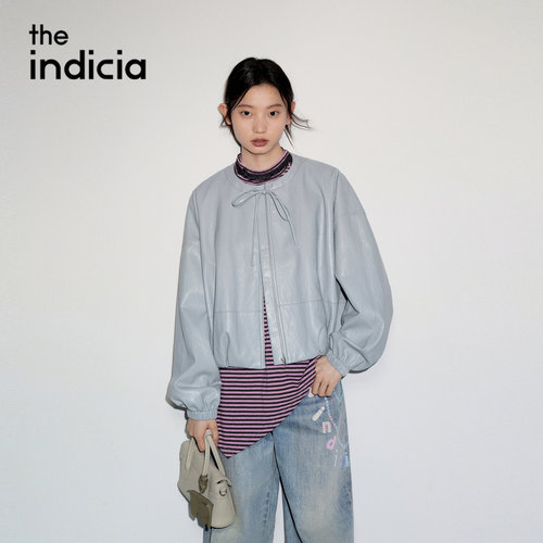 the indiciaL2C6PY205Y专柜正品标记女装皮衣气质吊牌价1089