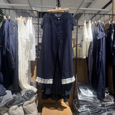 indiciatheL2C5NK124专柜正品标记女装拼接裤脚撞色牛仔裤吊牌769