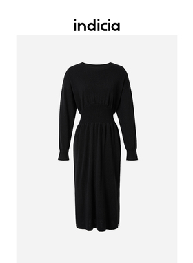 indicia4D209LQ389专柜正品标记女装冬款黑色针织连衣裙吊牌价869