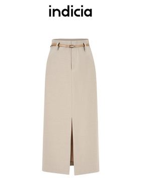 indiciaF2B5QZ122C专柜正品标记女装气质通勤半裙吊牌价689