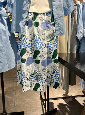 Indicia6B404QZ233C专柜正品标记女装印花个性中长半裙吊牌价899