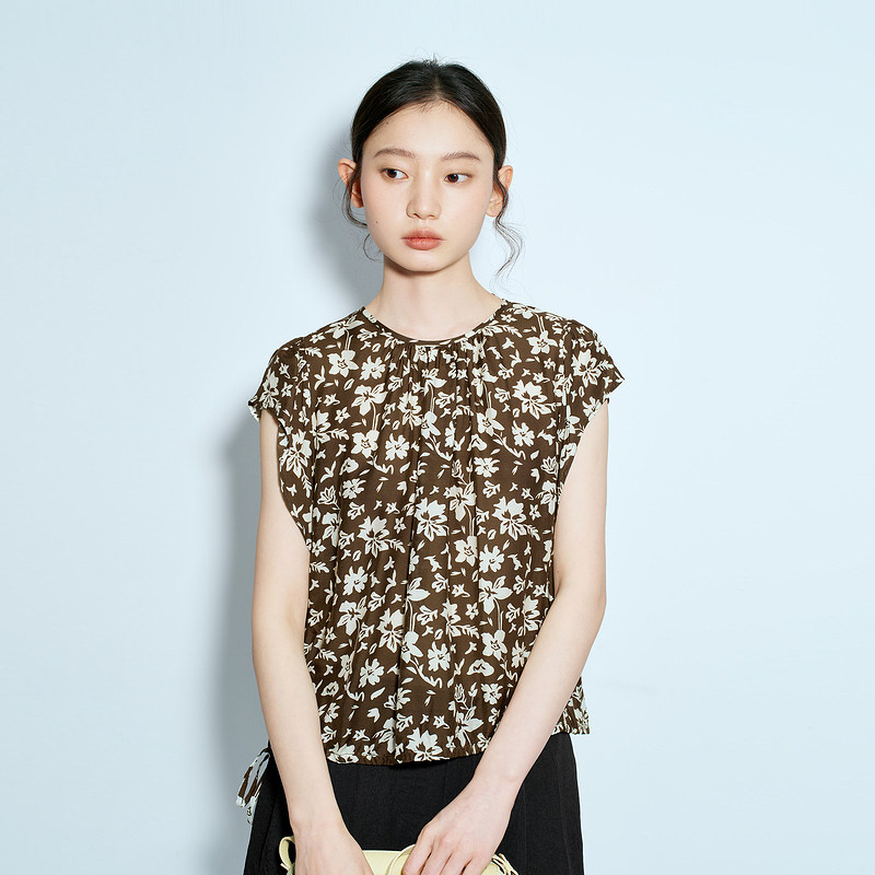 indiciaF2B5SY267C专柜正品标记女装度假碎花无袖短上衣吊牌价599