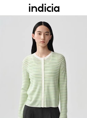 indiciaF2A5ZZ061F专柜正品标记女装小清新撞色条纹针织衫吊牌789