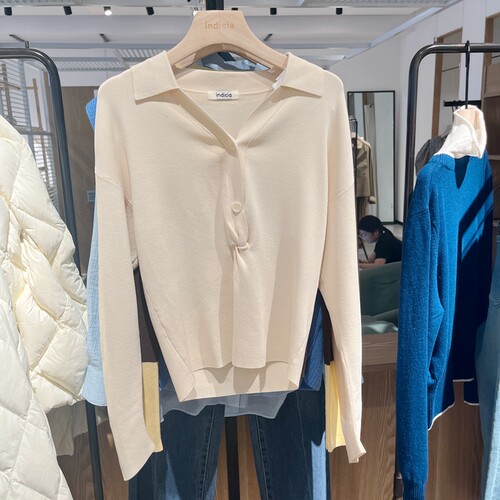 indicia5C307ZZ332专柜正品标记女装秋款针织V领上衣吊牌价689