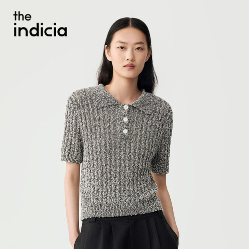 indiciaF2C5ZZ344F专柜正品标记女装麻花肌理感镂空针织衫吊牌589