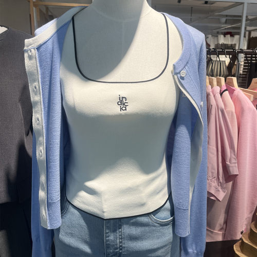 indicia6A402BX109C专柜正品标记女装刺绣针织背心短款吊牌价329