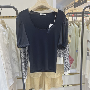 indicia5B305ZZ147专柜正品标记女装夏款显瘦圆领上衣吊牌价589