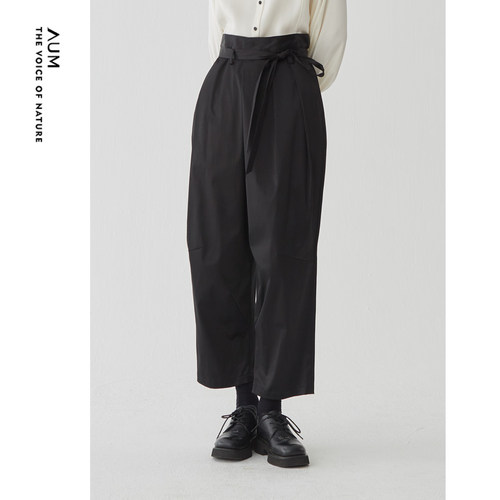 【会员价496元】AUM噢姆冬季通勤宽松黑色显瘦西裤锥形裤女