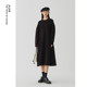 AUM噢姆冬季 立体裁剪黑色收腰A字小礼服裙连衣裙女装